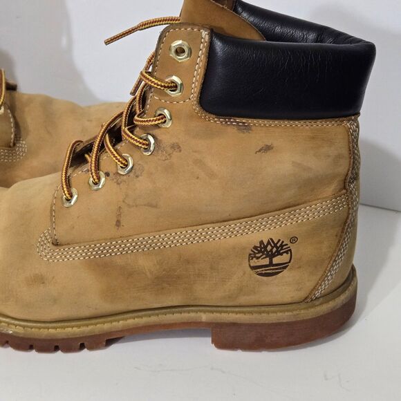 Timberland Classic Work Boots Mens 9.5 10061 Wheat 6 Inch Premium Nubuck - Picture 3 of 14